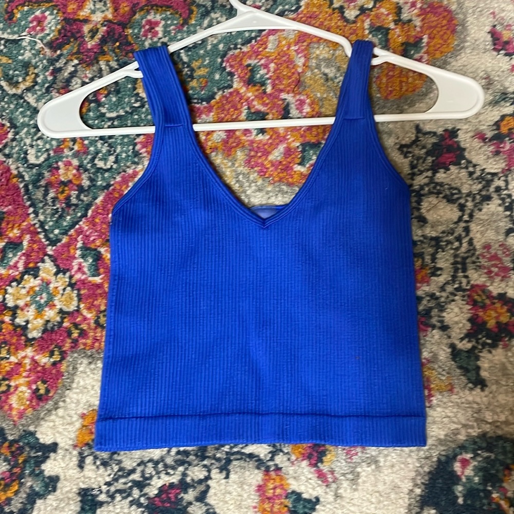 Bright blue cropped tank